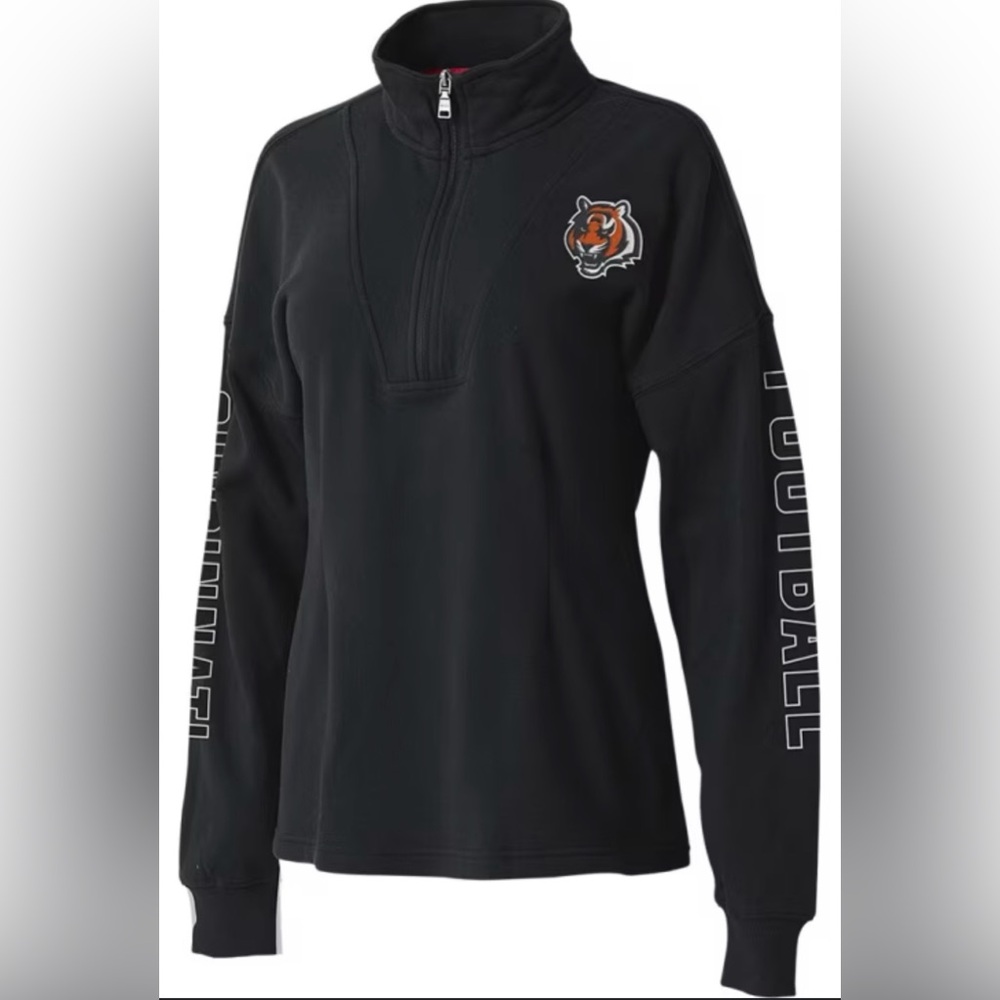 WEAR BY ERIN ANDREWS CINCINNATI BENGALS WOMENS BLACK HALF ZIP QTR ZIP, SIZE XL